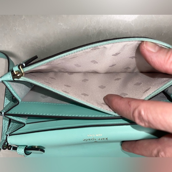 EUC Kate Spade Harlow Wallet on a String Aqua Bloom - Picture 7 of 8